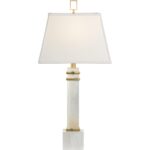 ALABASTER COLUMN LAMP WITH GOLD/STONE RINGS 70258 70258 E