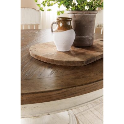 Americana Round Pedestal Dining Table w/1-22in leaf 7050-75203-02 7050 75203 02 detail