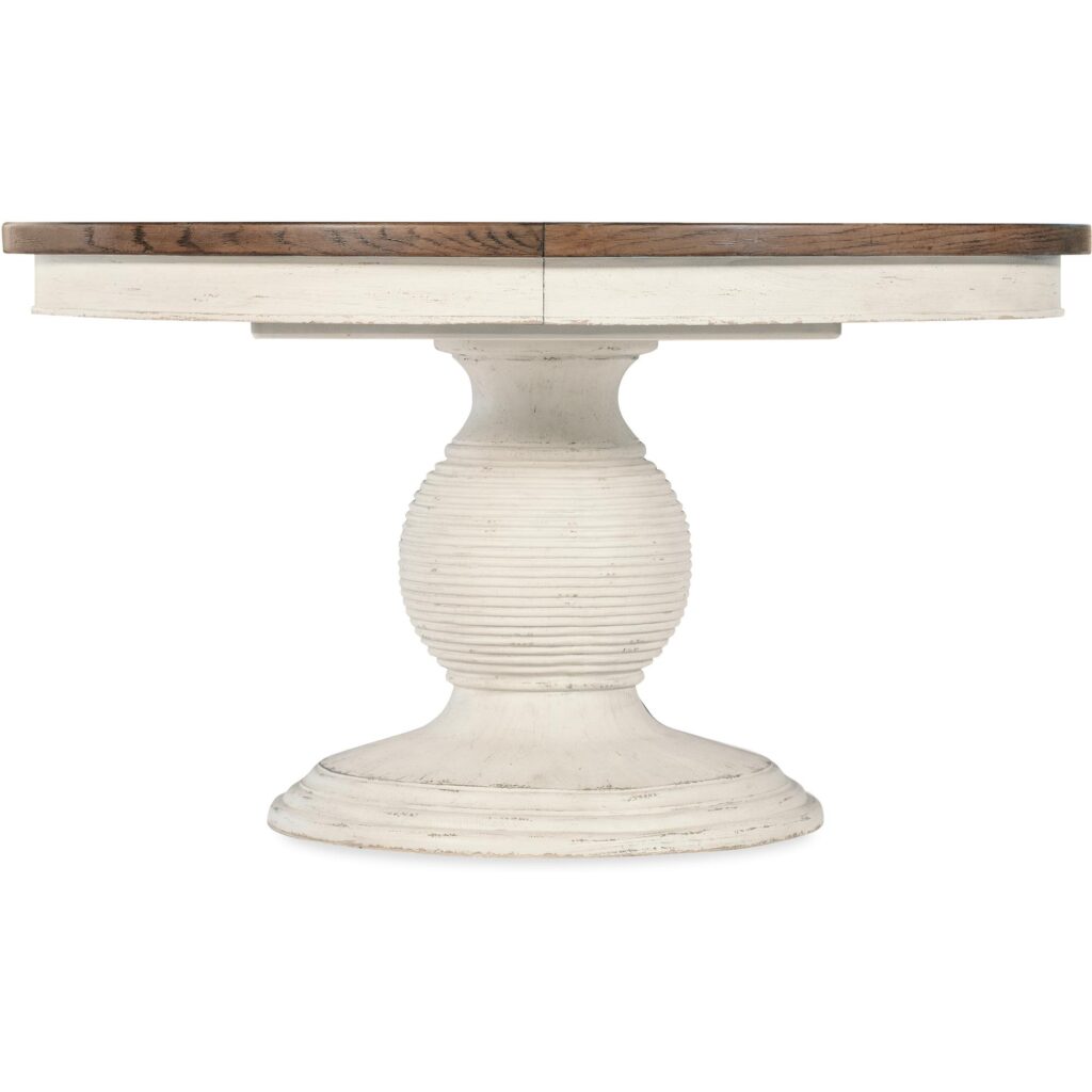 Americana Round Pedestal Dining Table w/1-22in leaf - Image 4