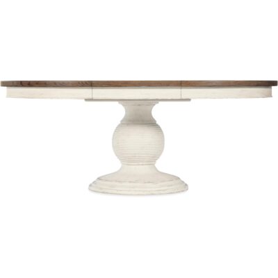 Americana Round Pedestal Dining Table w/1-22in leaf 7050-75203-02 7050 75203 02 straight silo2