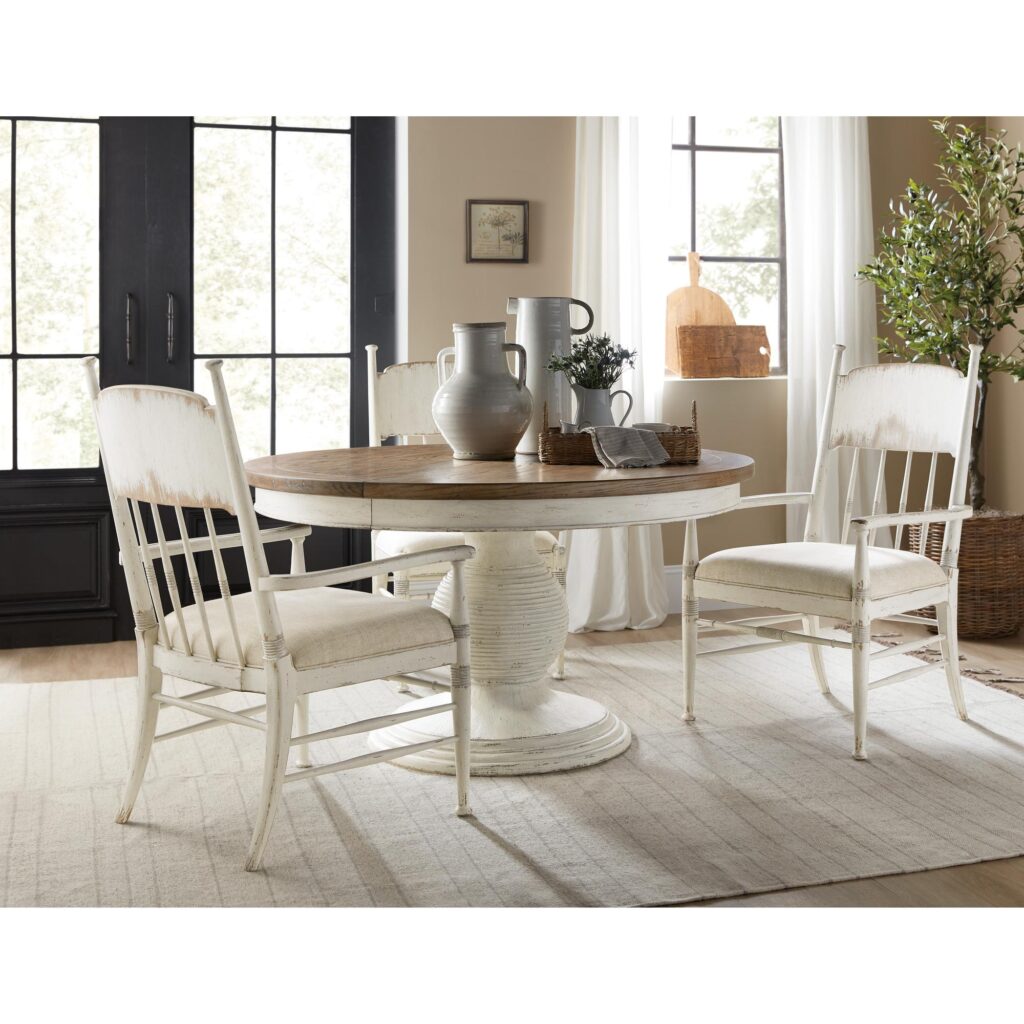 Americana Round Pedestal Dining Table w/1-22in leaf - Image 8