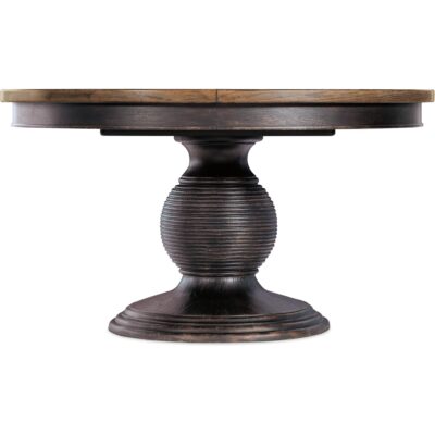 Americana Round Pedestal Dining Table w/1-22in leaf 7050-75203-89 7050 75203 89 straight silo1