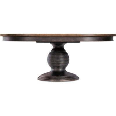 Americana Round Pedestal Dining Table w/1-22in leaf 7050-75203-89 7050 75203 89 straight silo2