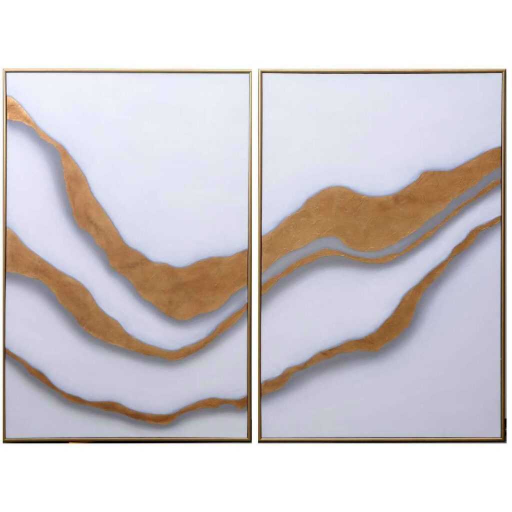 Gold Abyss (Set Of 2) - 40" X 60" - Gold Floater Frame