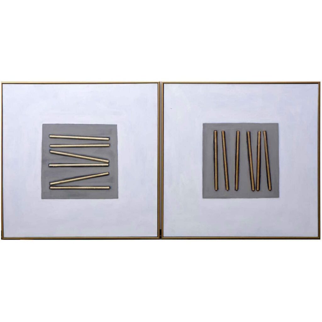 Pick Up Sticks (Set Of 2) - 48" X 48" - Gold Floater Frame