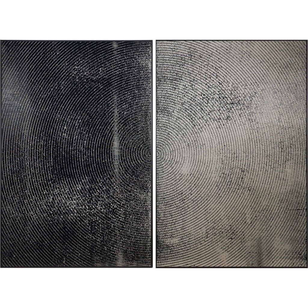 Opposites Attract (Set Of 2) - 40" X 60" - Charcoal Floater Frame