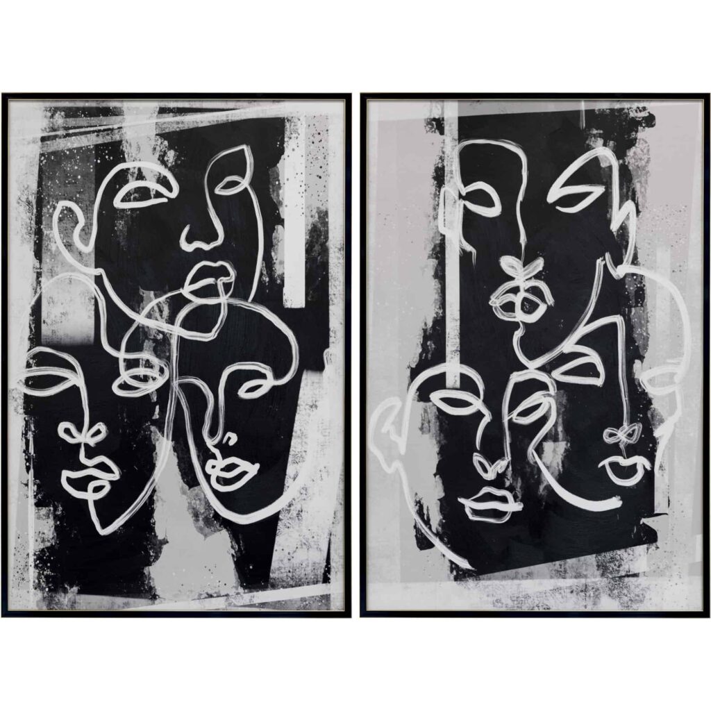 Face To Face (Set Of 2) - 40" X 60" - Black Floater Frame