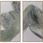 Bloom And Flow (Set Of 2) - 30" X 60" - Natural Floater Frame