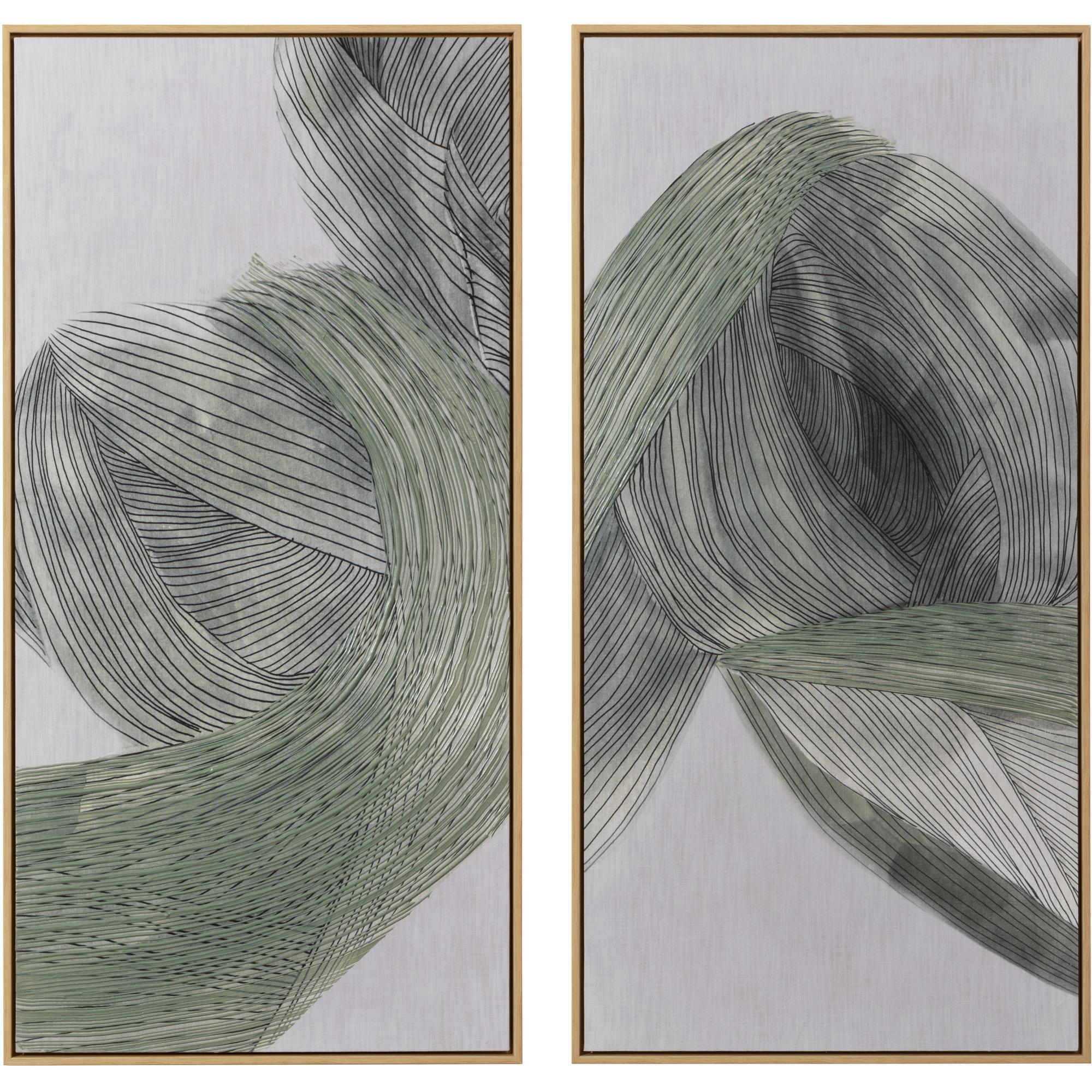 Bloom And Flow (Set Of 2) - 30" X 60" - Natural Floater Frame 1 Bloom And Flow (Set Of 2) - 30" X 60" - Natural Floater Frame