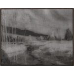 Antique Landscape - 50" X 35" - Dark Brown Floater Frame