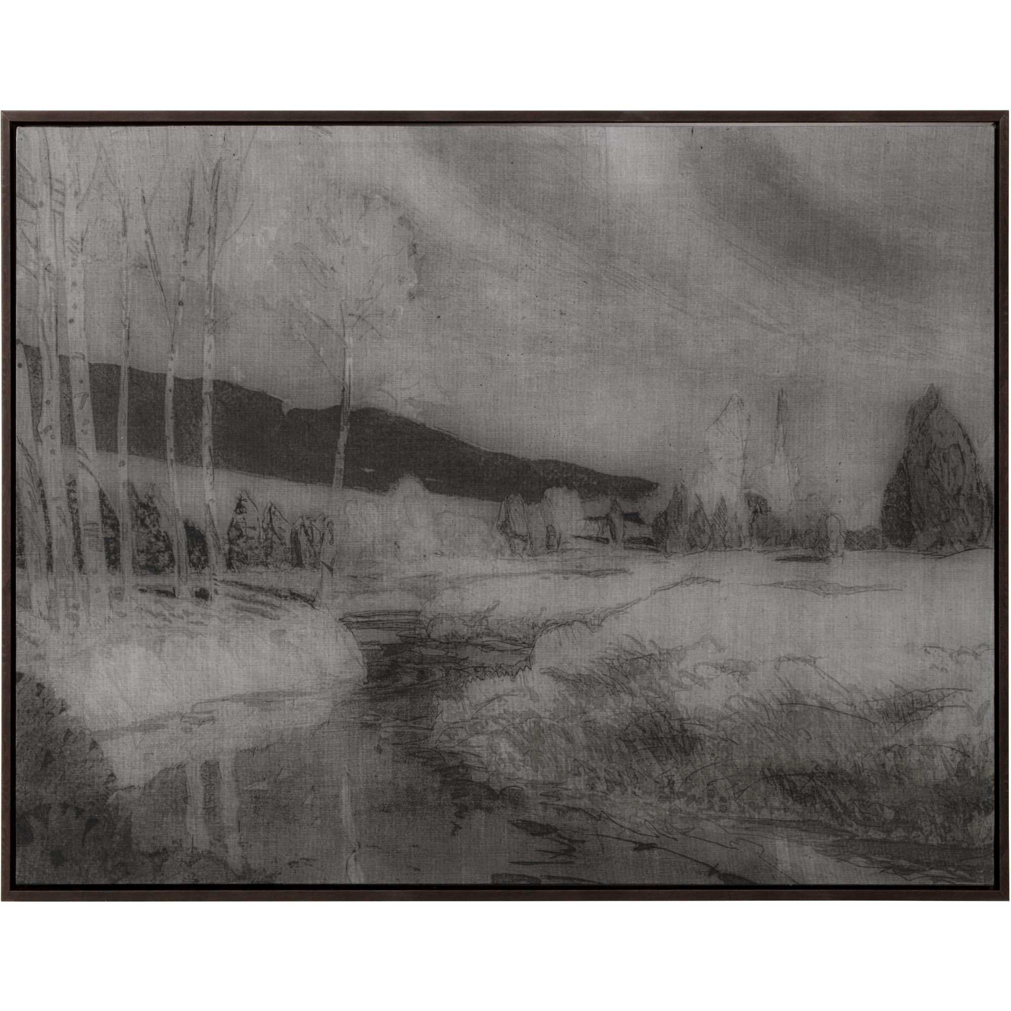 Antique Landscape - 50" X 35" - Dark Brown Floater Frame 1 Antique Landscape - 50" X 35" - Dark Brown Floater Frame