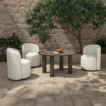 Sylvie Outdoor Swivel Dining Chair Cream AZ-1001-05 AZ 1001 05 00