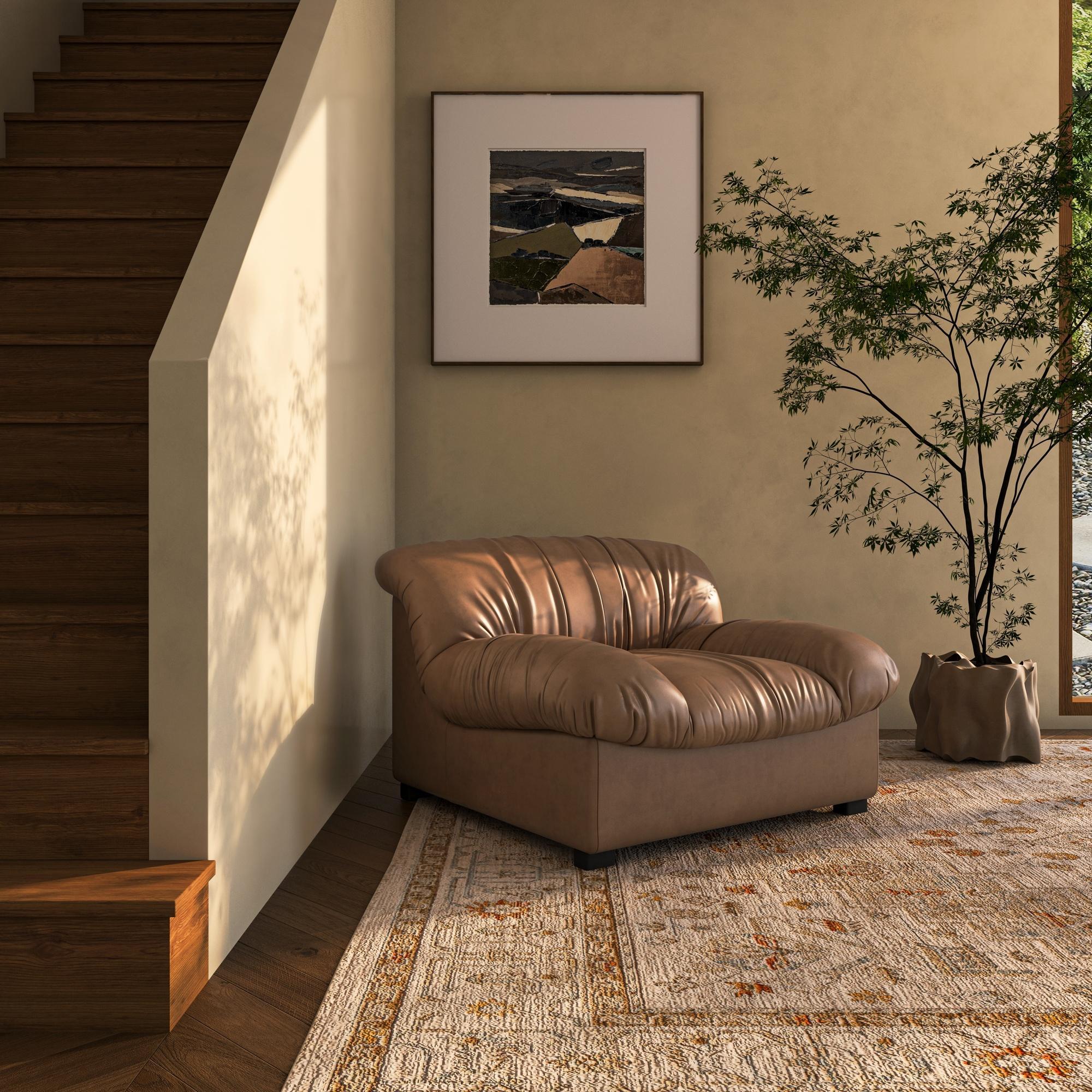 Halston Lounge Chair Tan Leather 6 Halston Lounge Chair Tan Leather - Image 6