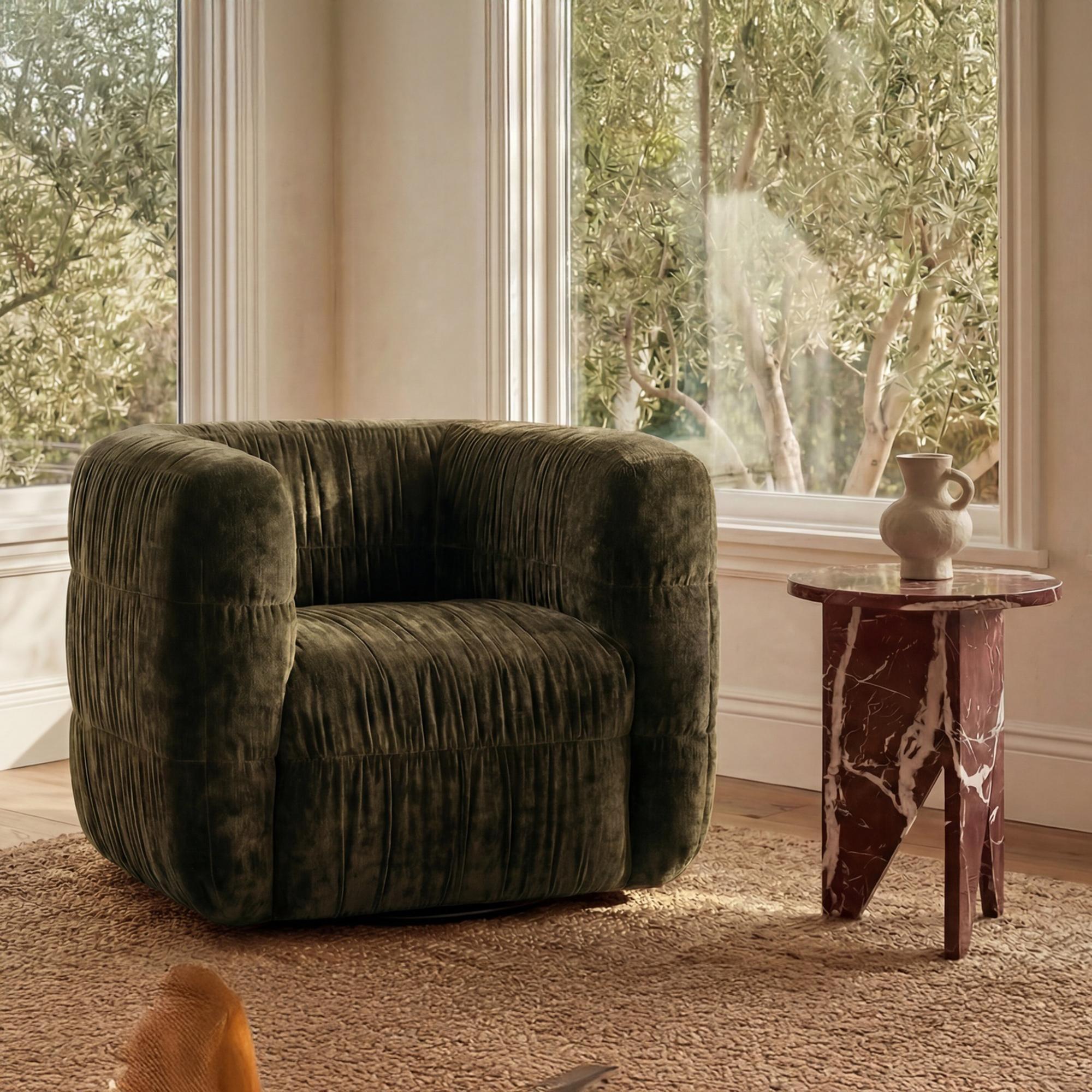Robson Swivel Chair Dark Green 2 Robson Swivel Chair Dark Green - Image 2