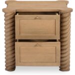 Treccia 2 Drawer Nightstand Oak BB-1031-24 BB 1031 24 Treccia front open shadsilo
