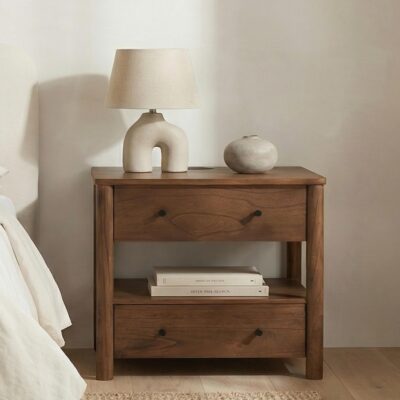 Lottie Charging Nightstand Brown