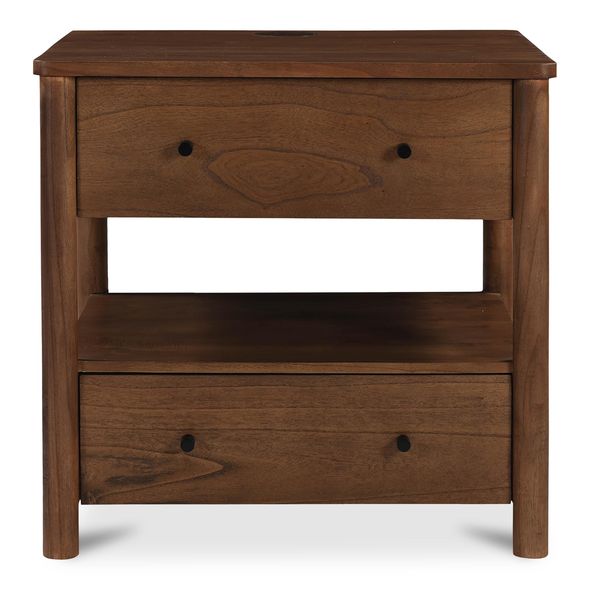 Lottie Charging Nightstand Brown 1 Lottie Charging Nightstand Brown