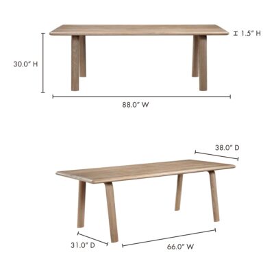 Malibu Dining Table White Oak BC-1046-18 BC 1046 18 70