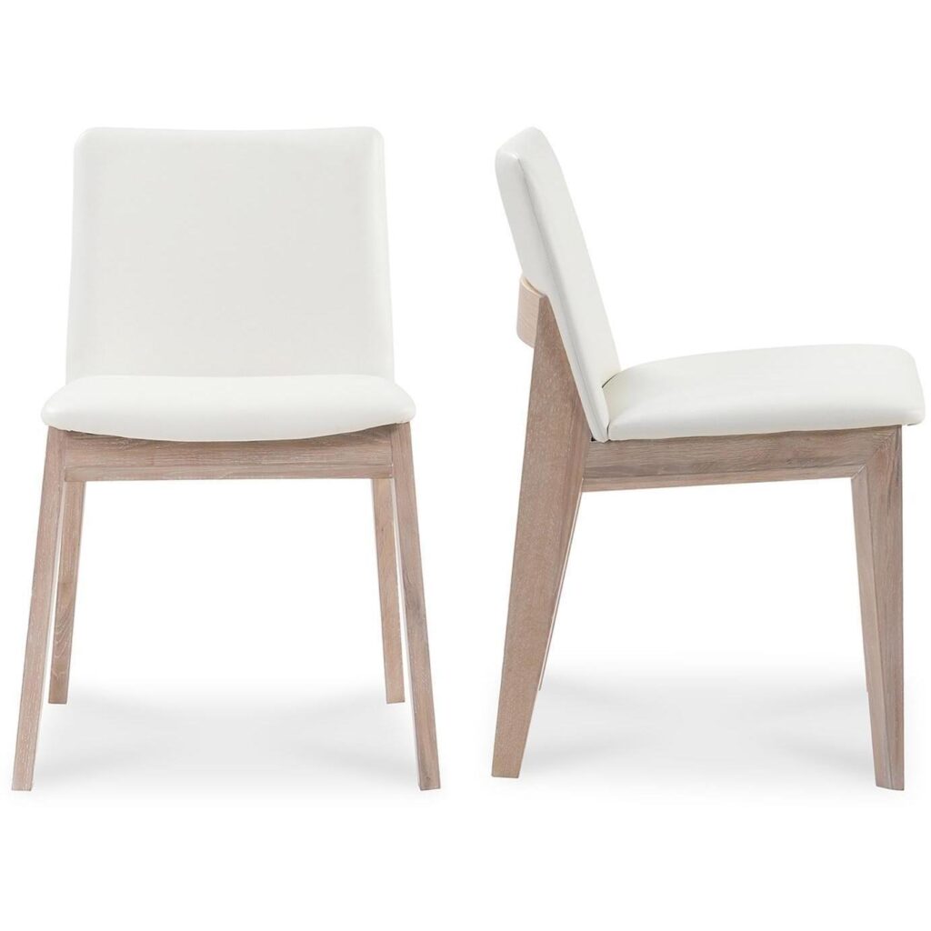 Deco Oak Dining Chair White Pvc (Set of 2)