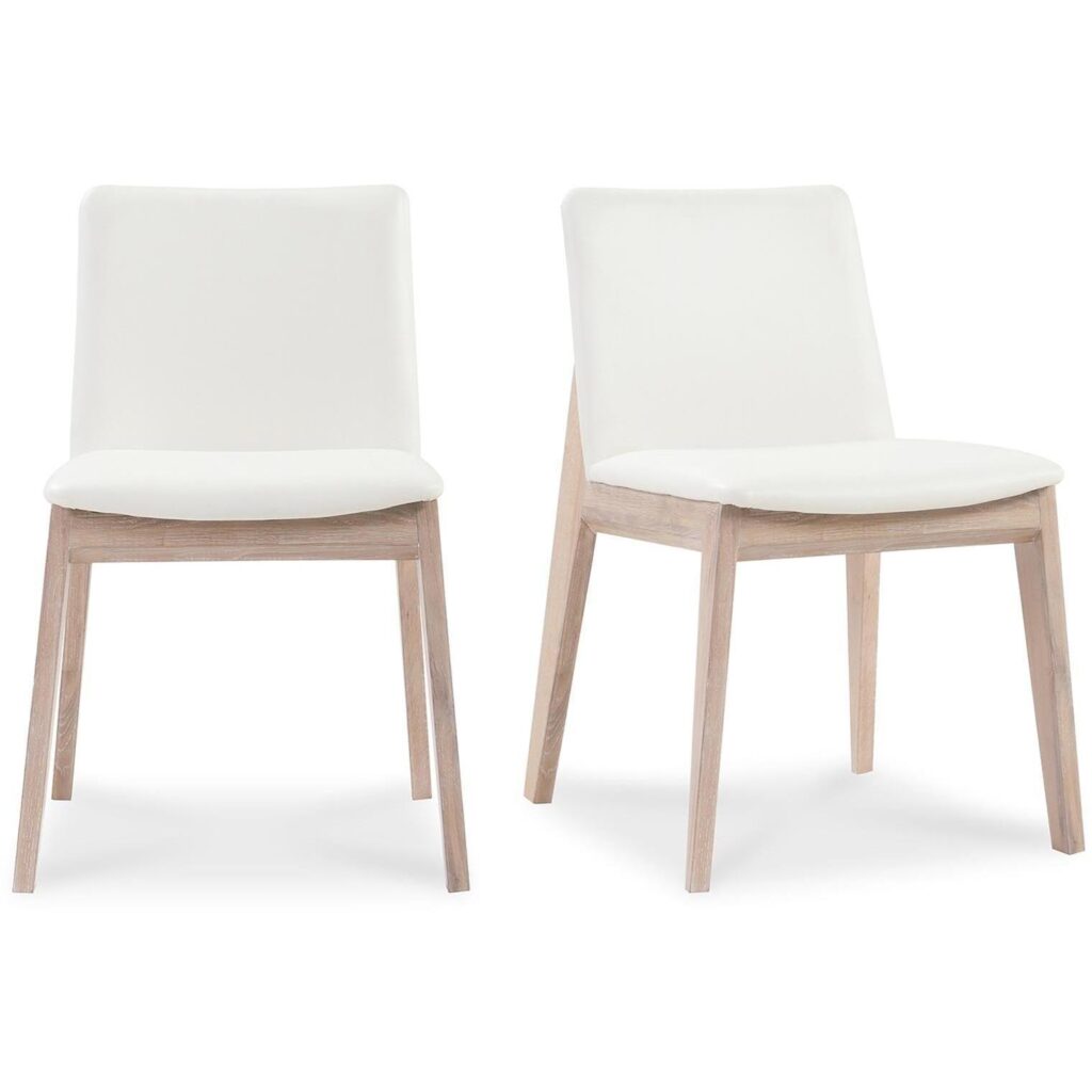 Deco Oak Dining Chair White Pvc (Set of 2) - Image 2