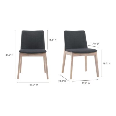 Deco Oak Dining Chair Dark Grey (Set of 2) BC-1086-25 BC 1086 25 70