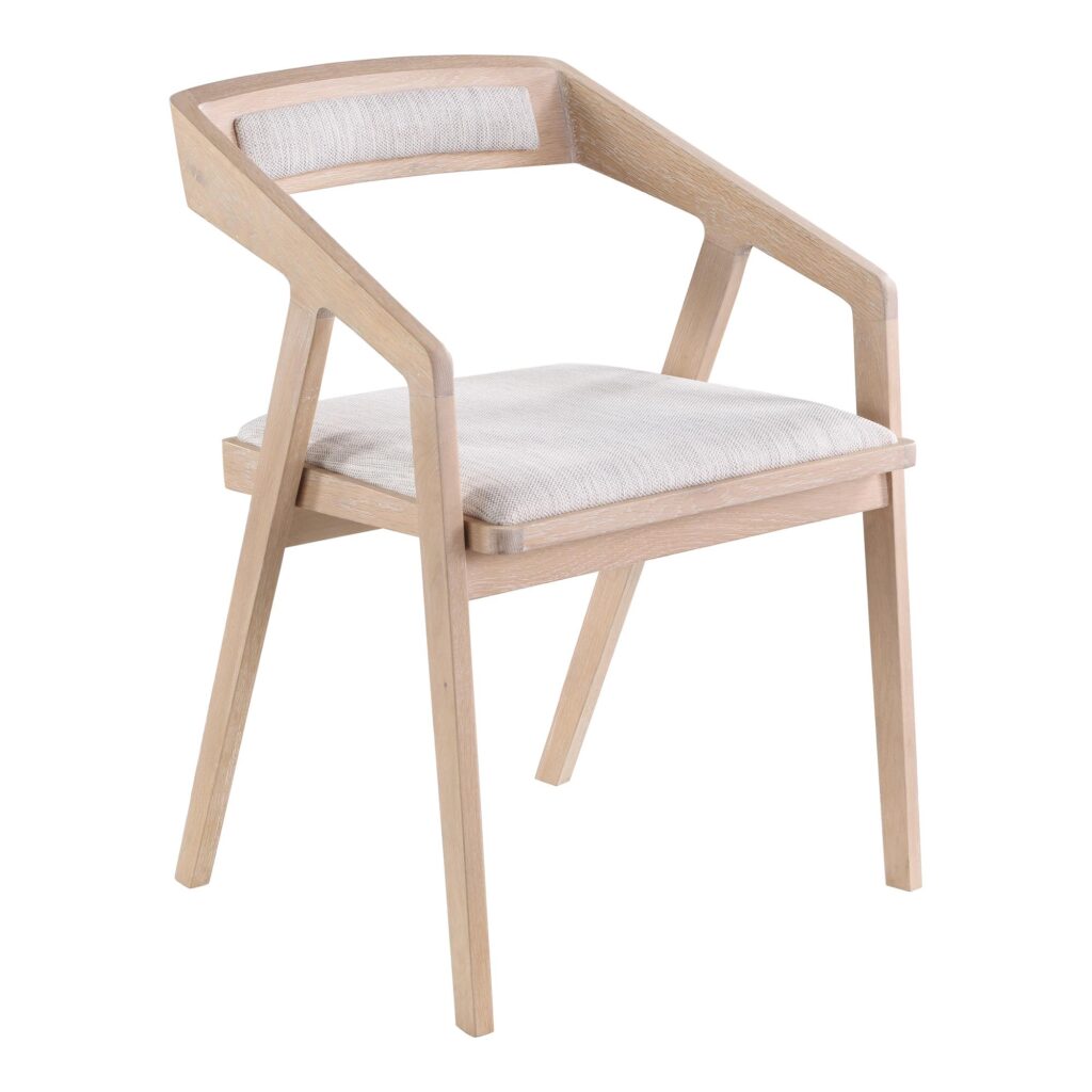 Padma Oak Arm Chair Light Grey - Image 2