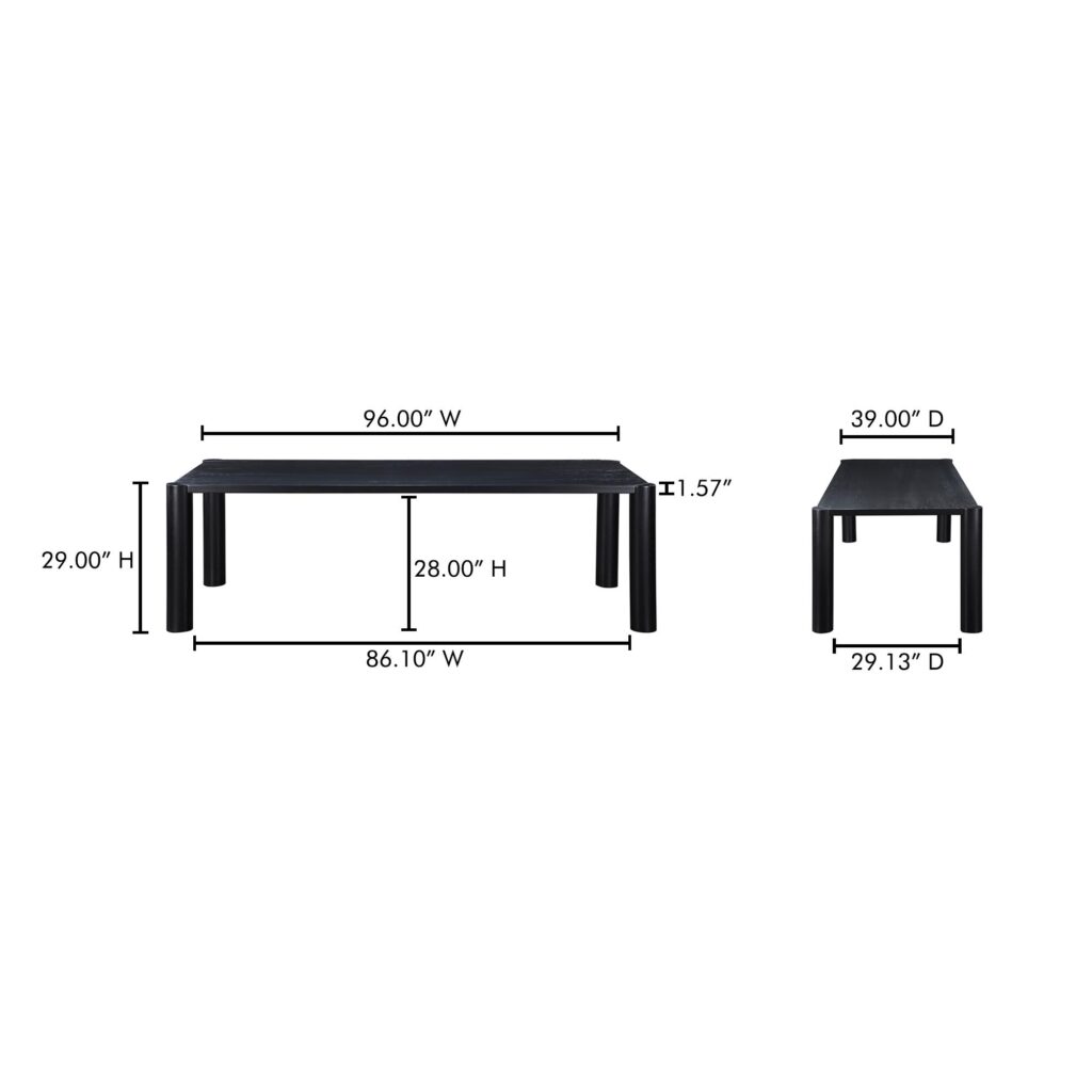 Post Dining Table Large Oak Black - Image 8