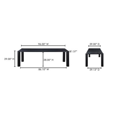 Post Dining Table Large Oak Black BC-1112-02-0 BC 1112 02 0 70