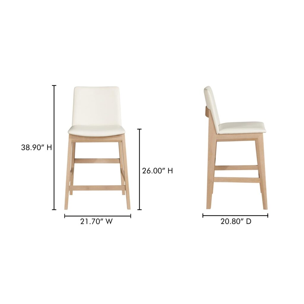 Deco Oak Counter Stool White PVC - Image 7