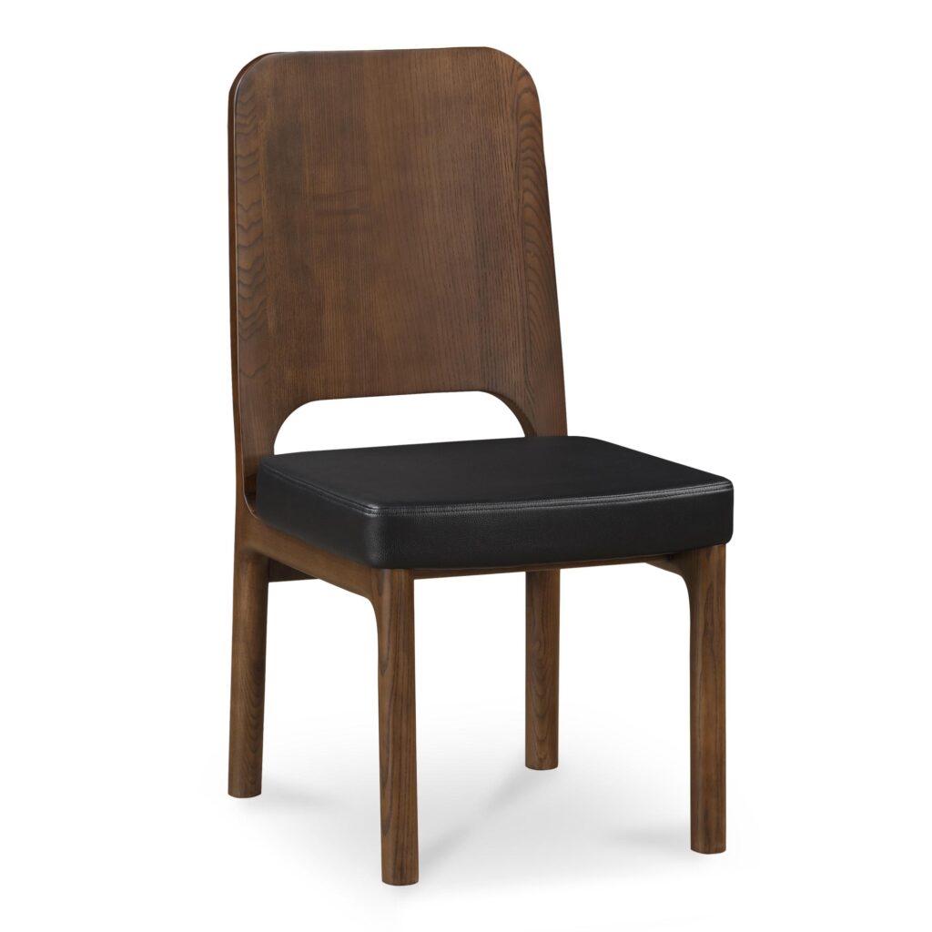 Kerr Dining Chair Walnut Stained Black Vegan Leather-Set Of Two - Image 2