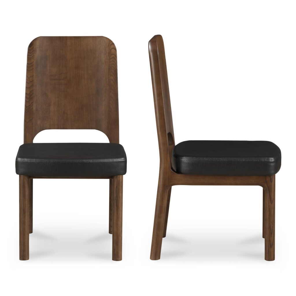 Kerr Dining Chair Walnut Stained Black Vegan Leather-Set Of Two - Image 3