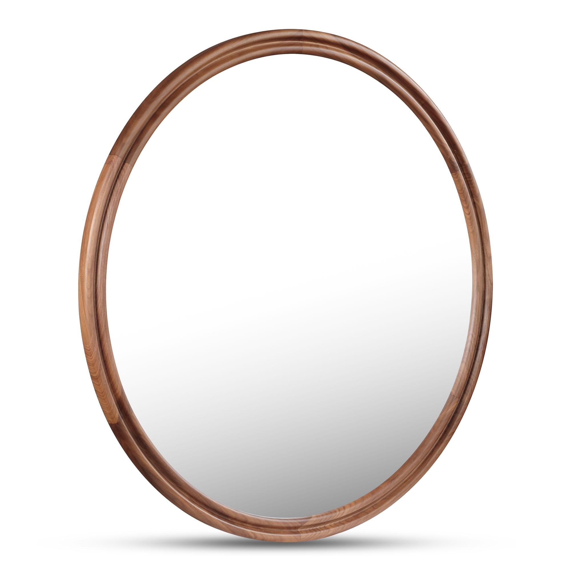 Alcott Large Round Mirror Walnut 2 Alcott Large Round Mirror Walnut - Image 2