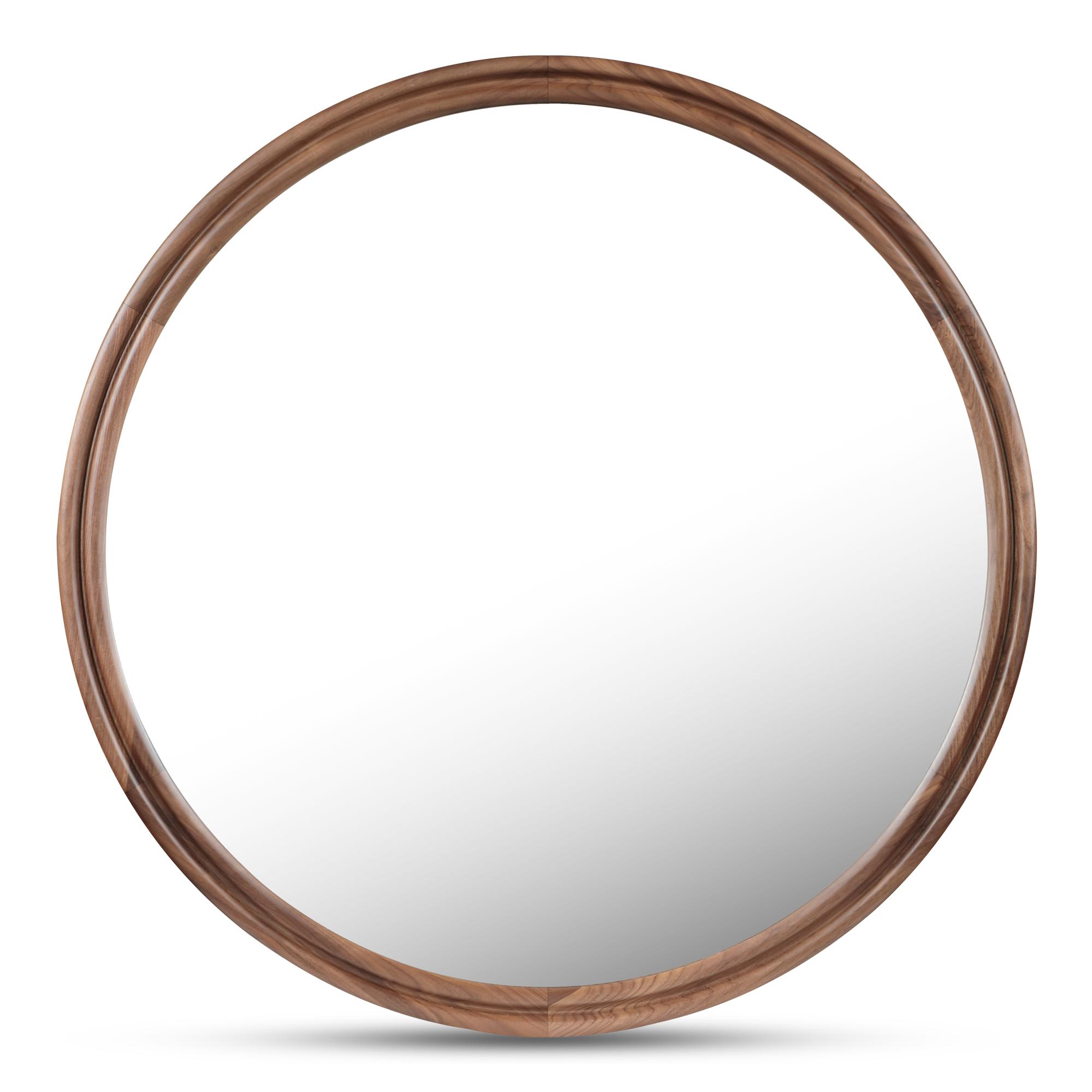 Alcott Large Round Mirror Walnut