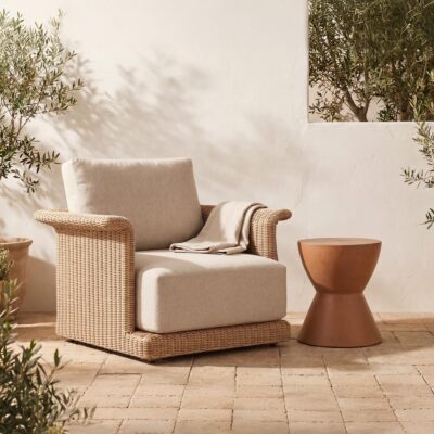 Hourglass Outdoor Stool Terracotta