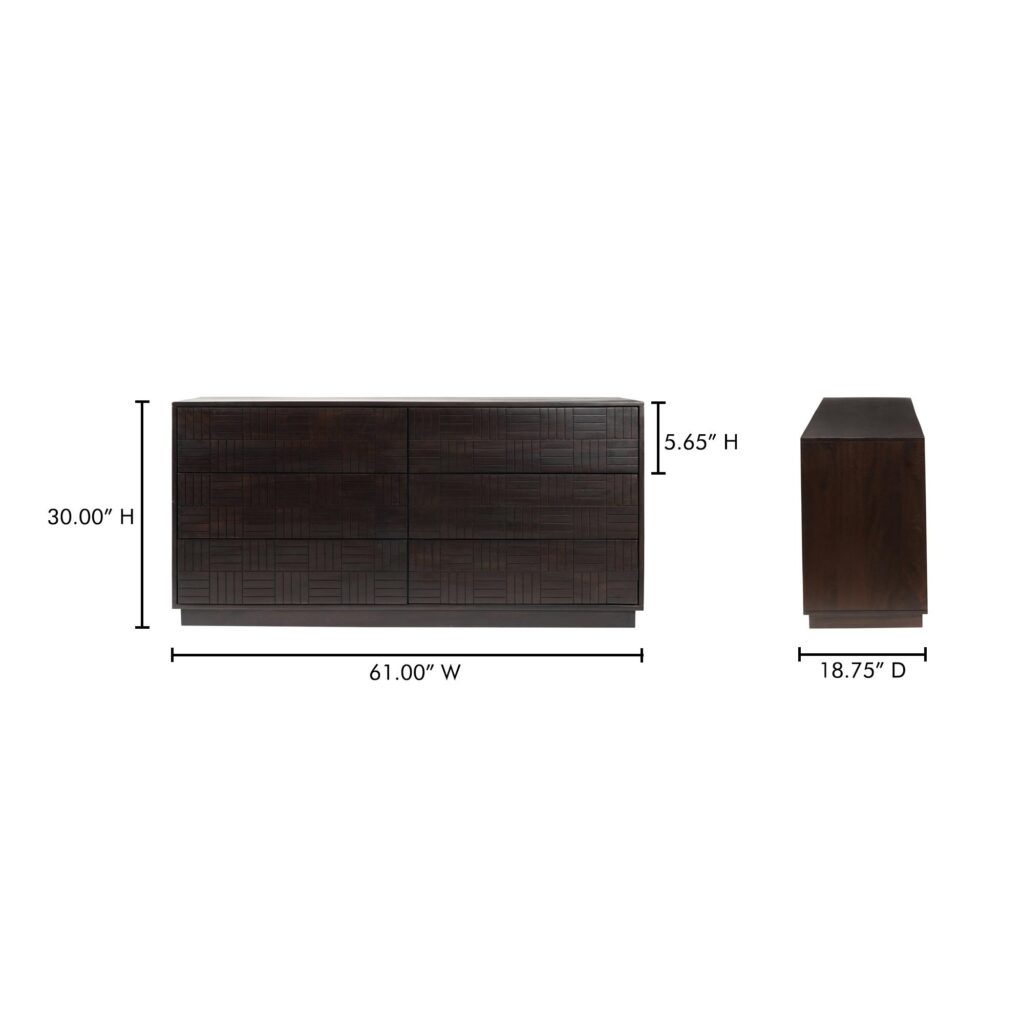 Denman 6 Drawer Dresser Dark Brown - Image 11