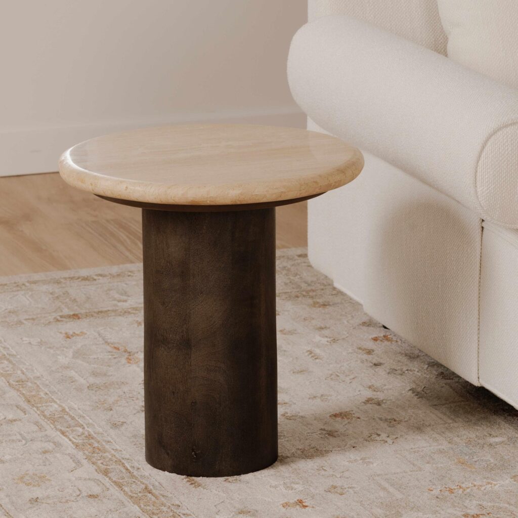 Landon Accent Table Beige Travertine - Image 6