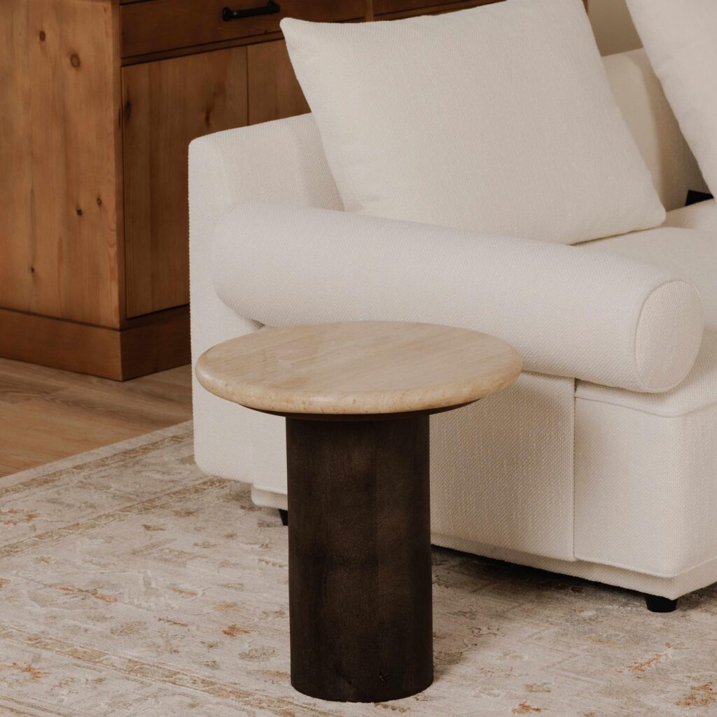 Landon Accent Table Beige Travertine - Image 7