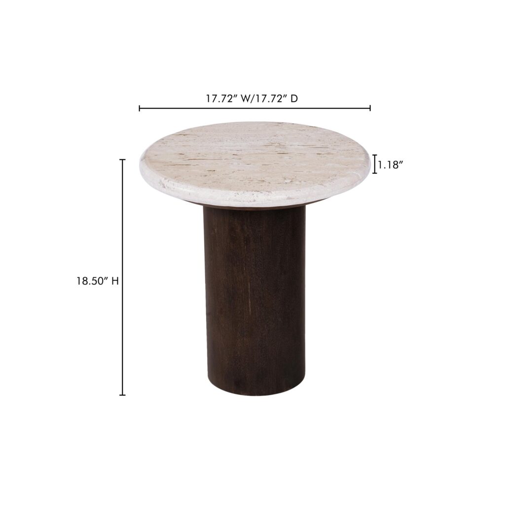 Landon Accent Table Beige Travertine - Image 9