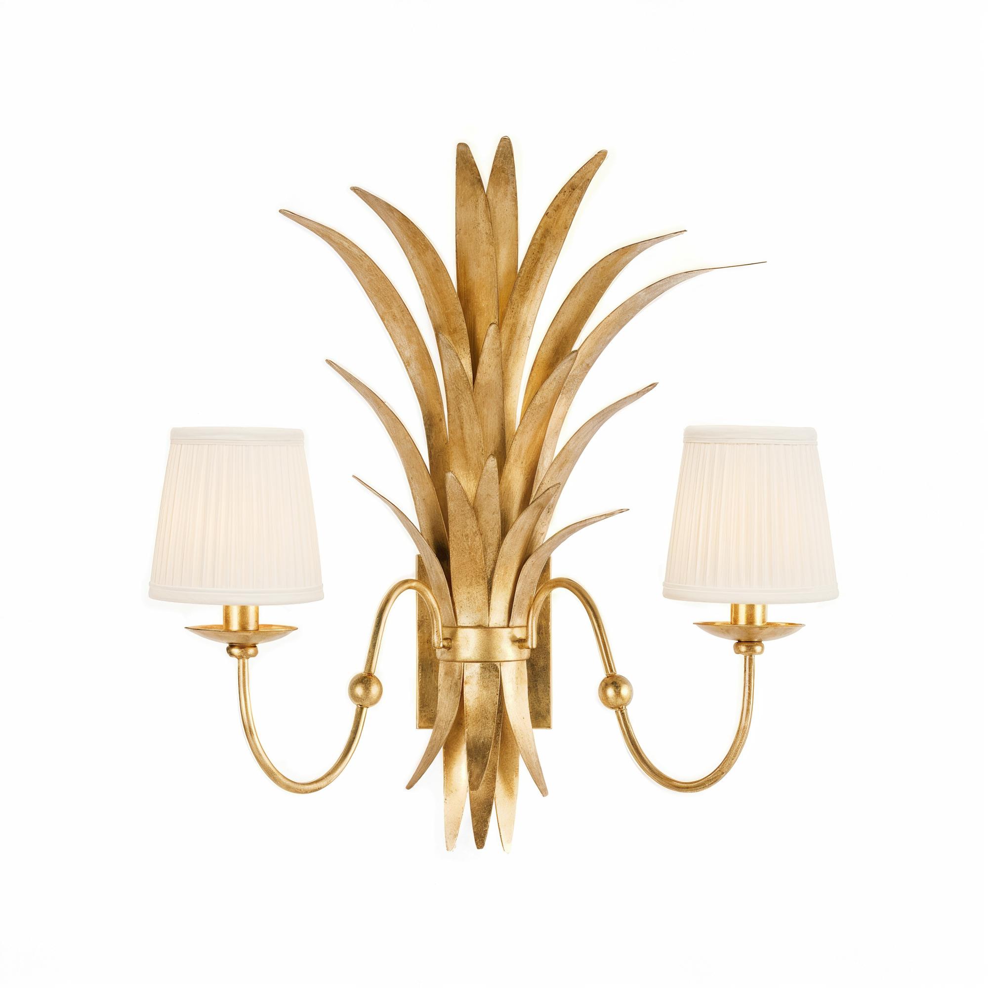 Wheat Sconce - Gold Electrified w/ Shades 1 Wheat Sconce - Gold Electrified w/ Shades