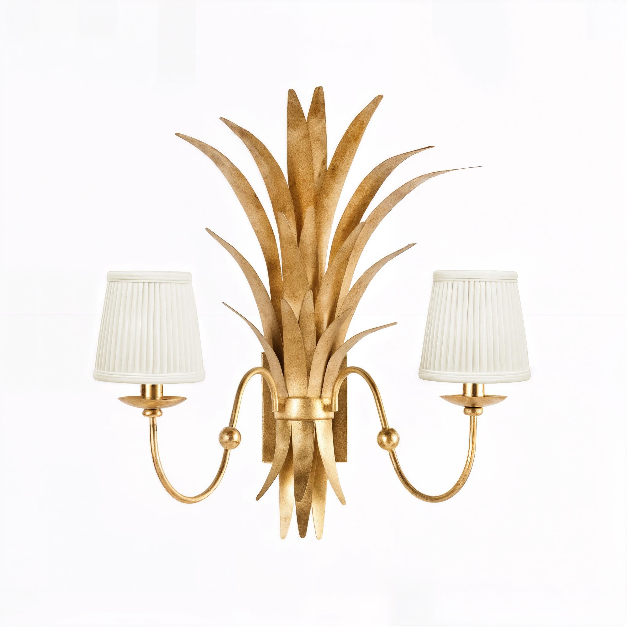 Wheat Sconce - Gold Electrified w/ Shades 2 Wheat Sconce - Gold Electrified w/ Shades - Image 2