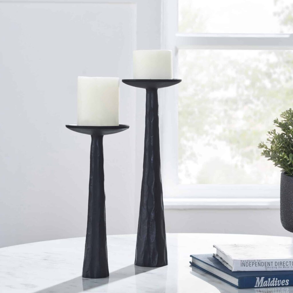 TILDE Set Of 2 Tapered/ Pillar Candle Holders