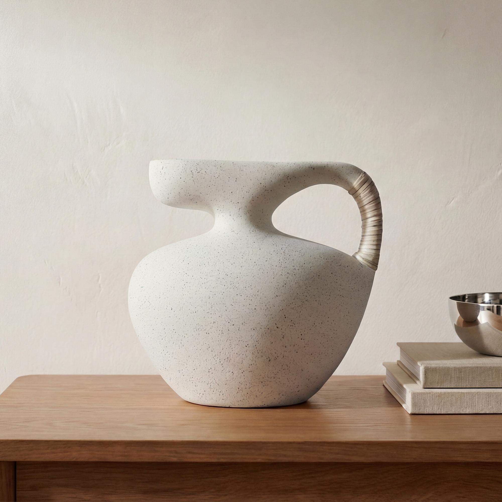 Vila 9.5In Sculptural Vessel Cream White 2 Vila 9.5In Sculptural Vessel Cream White - Image 2
