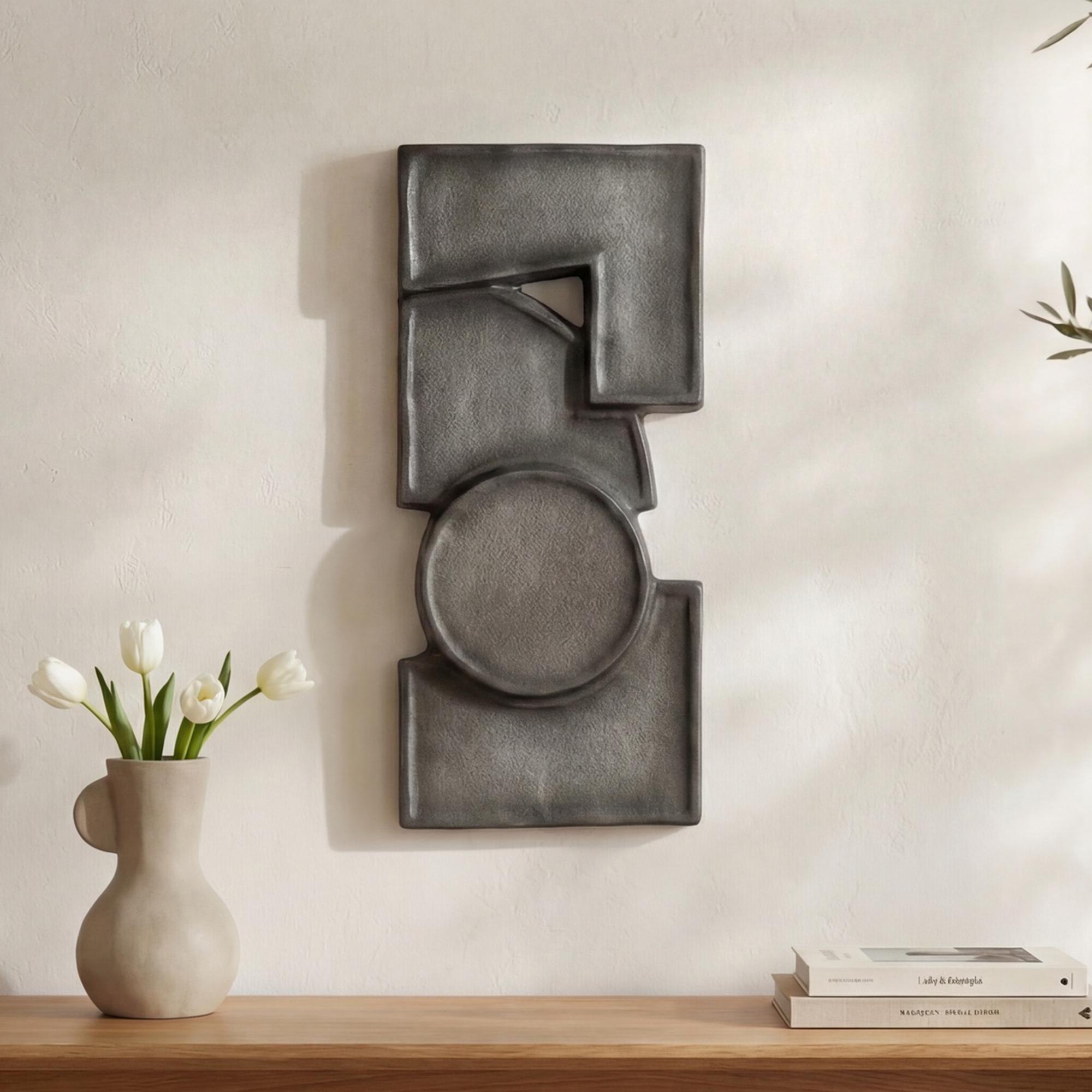 Teo Wall Sculpture Charcoal 2 Teo Wall Sculpture Charcoal - Image 2