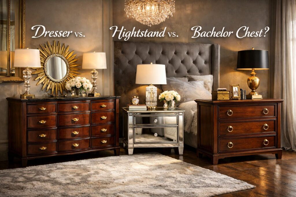 Dresser vs. Nightstand vs. Bachelor Chest: What's the Difference? Dresser nightstand bachelor chest