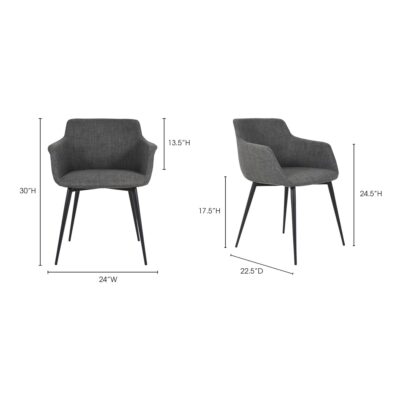 Ronda Arm Chair Grey (Set of 2) EJ-1016-25 EJ 1016 25 70