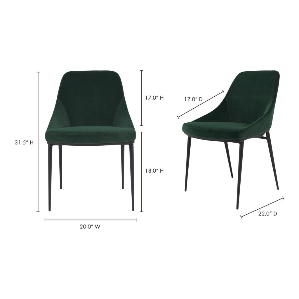 Sedona Dining Chair Green Velvet (Set of 2) - Image 16