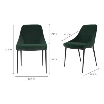 Sedona Dining Chair Green Velvet (Set of 2) EJ-1034-16 EJ 1034 16 70