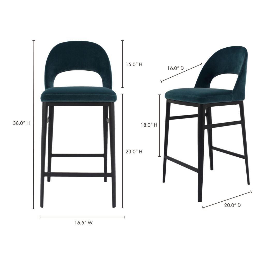 Roger Counter Stool Teal Velvet - Image 9