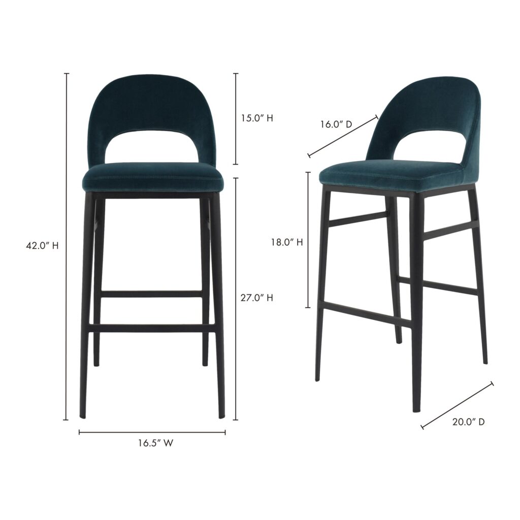 Roger Barstool Teal Velvet - Image 7