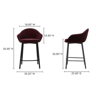 Emily Counter Stool Wine Velvet EJ-1046-38 EJ 1046 38 70